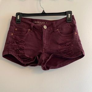 AE distressed maroon shorts!